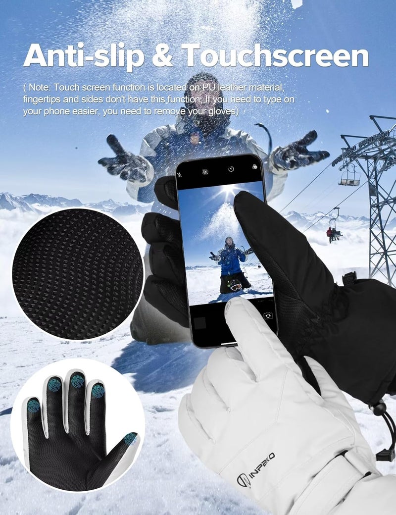 INPAKO Winter Ski Gloves Men Women, 3M Thinsulate Snow Gloves, Waterproof Windproof Touchscreen Snowboarding Gloves, 5-Layer Thermal Warm Cold Weather Gloves for Skiing, Snowboard, Snowmobile - Image 5